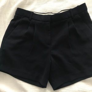 Navy blue pleated j crew shorts